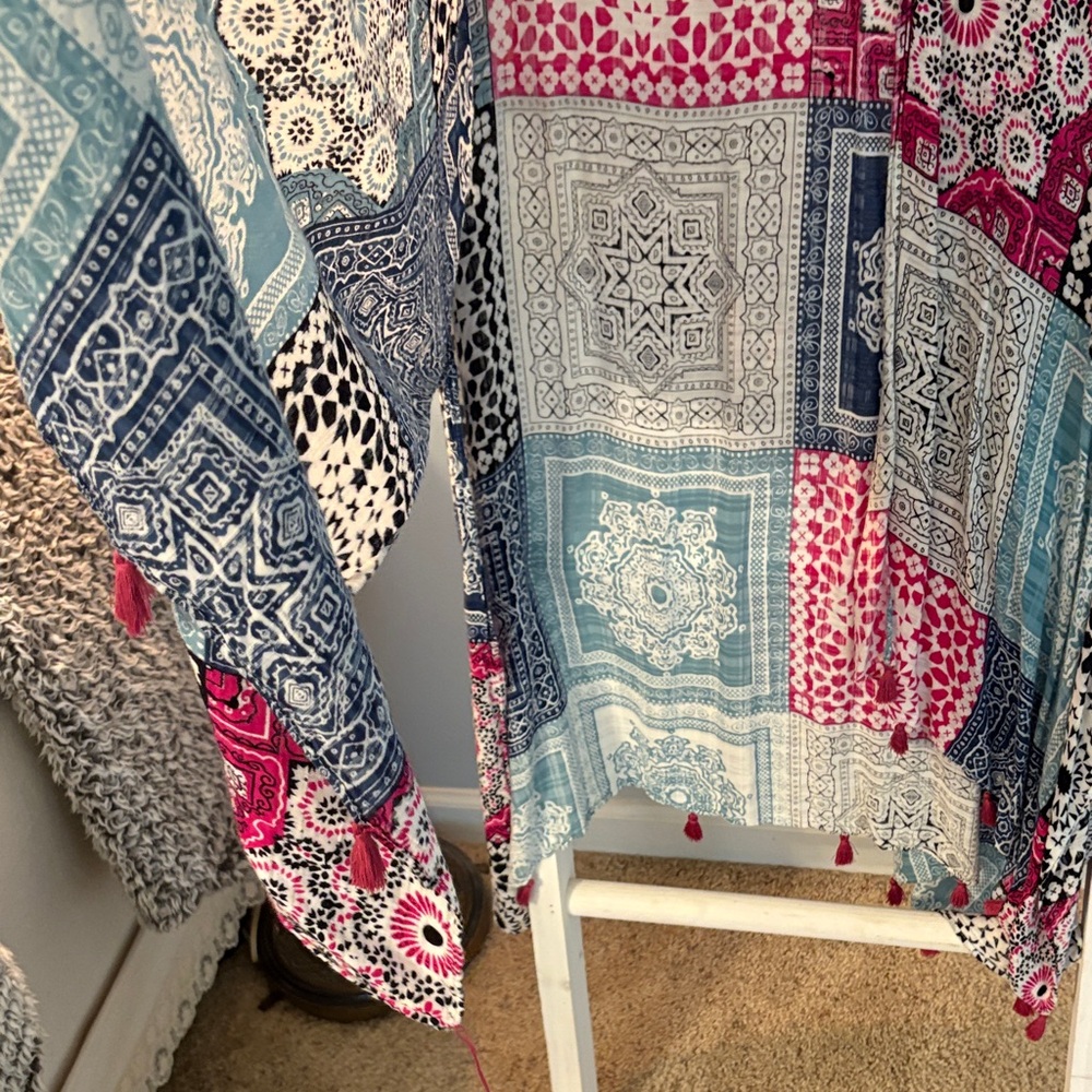 Coco & Carmen Multicolor Patchwork Kimono - image 5